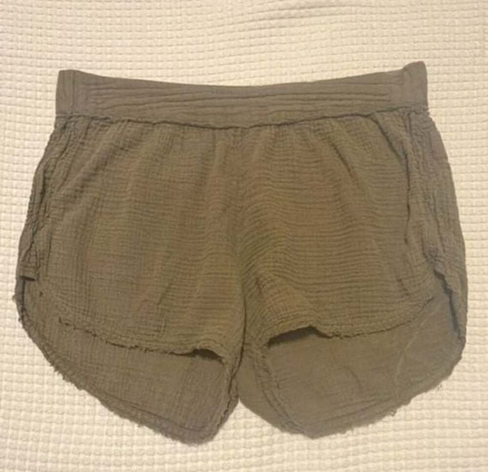 Daily Practice Olive Green Gauze Cotton Shorts